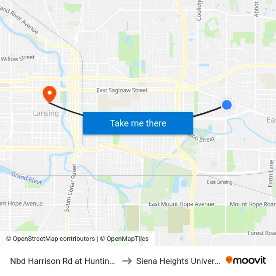 Nbd Harrison Rd at Huntington to Siena Heights University map