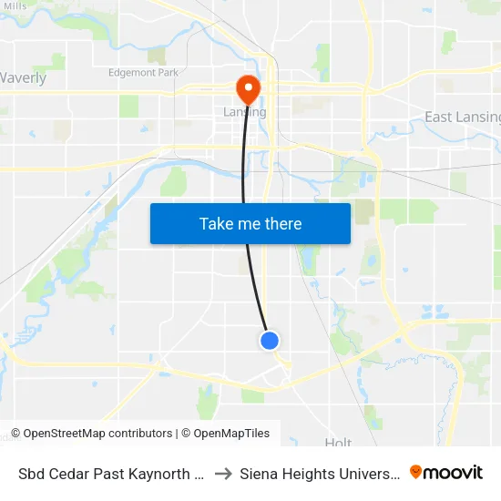 Sbd Cedar Past Kaynorth Rd to Siena Heights University map