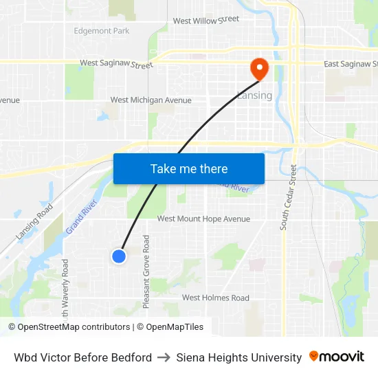 Wbd Victor Before Bedford to Siena Heights University map