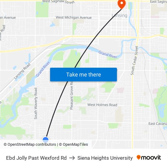 Ebd Jolly Past Wexford Rd to Siena Heights University map