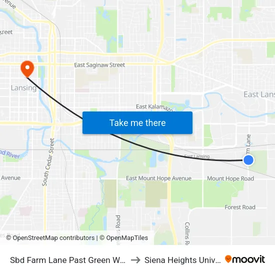 Sbd Farm Lane Past Green Way Drive to Siena Heights University map