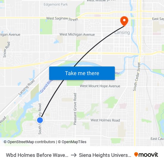 Wbd Holmes Before Waverly to Siena Heights University map