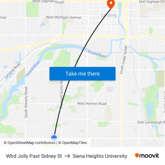 Wbd Jolly Past Sidney St to Siena Heights University map