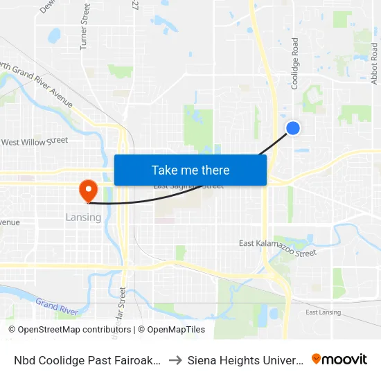 Nbd Coolidge Past Fairoaks Ct to Siena Heights University map