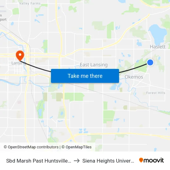 Sbd Marsh Past Huntsville Dr to Siena Heights University map