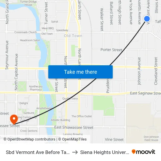 Sbd Vermont Ave Before Taft St to Siena Heights University map