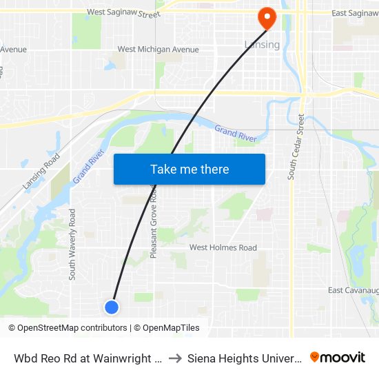 Wbd Reo Rd at Wainwright Ave to Siena Heights University map