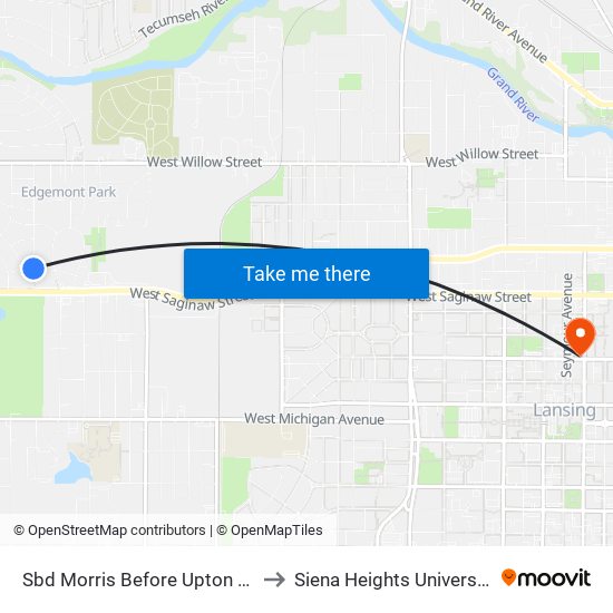Sbd Morris Before Upton Rd to Siena Heights University map