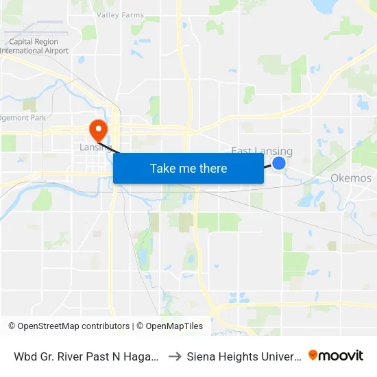 Wbd Gr. River Past N Hagadorn to Siena Heights University map