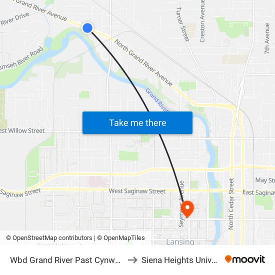 Wbd Grand River Past Cynwood St to Siena Heights University map