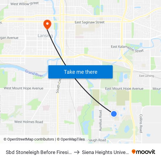 Sbd Stoneleigh Before Fireside Dr to Siena Heights University map