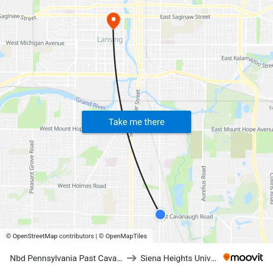 Nbd Pennsylvania Past Cavanaugh to Siena Heights University map