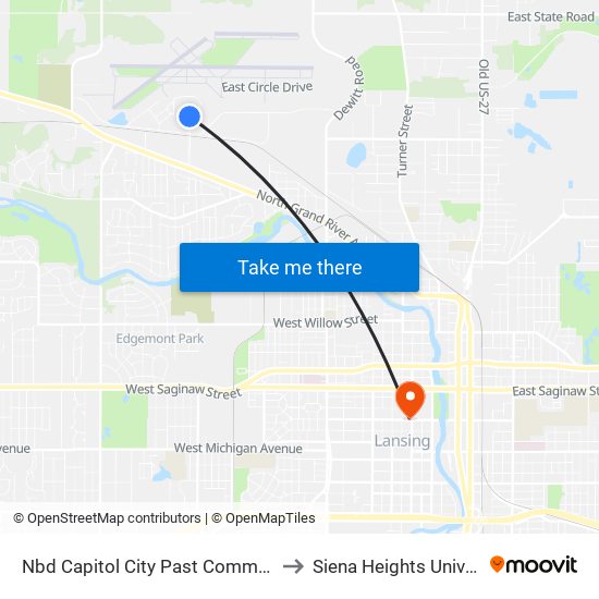 Nbd Capitol City Past Commerce Dr to Siena Heights University map