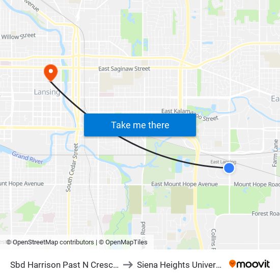 Sbd Harrison Past N Crescent to Siena Heights University map