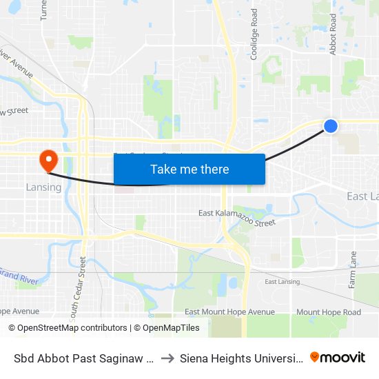 Sbd Abbot Past Saginaw St to Siena Heights University map