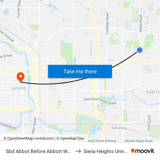 Sbd Abbot Before Abbott Woods Dr to Siena Heights University map