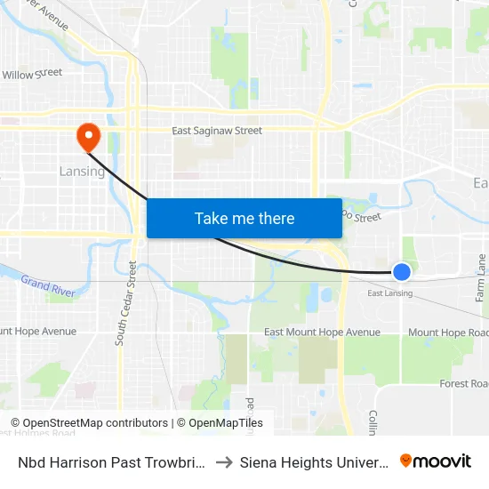 Nbd Harrison Past Trowbridge to Siena Heights University map