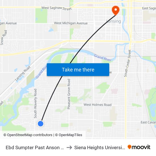 Ebd Sumpter Past Anson St to Siena Heights University map