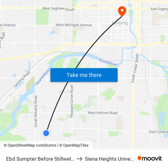 Ebd Sumpter Before Stillwell Ave to Siena Heights University map