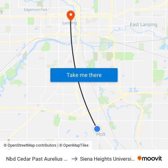 Nbd Cedar Past Aurelius Rd to Siena Heights University map