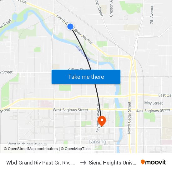 Wbd Grand Riv Past Gr. Riv. Access to Siena Heights University map