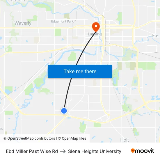 Ebd Miller Past Wise Rd to Siena Heights University map