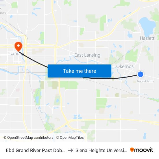 Ebd Grand River Past Dobie to Siena Heights University map