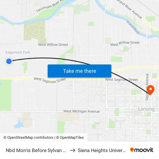 Nbd Morris Before Sylvan Ave to Siena Heights University map