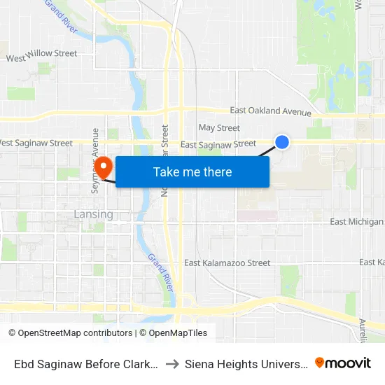 Ebd Saginaw Before Clark St to Siena Heights University map