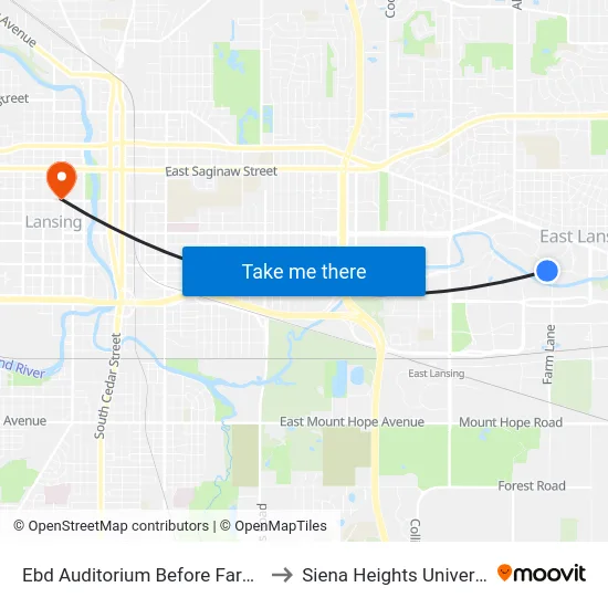 Ebd Auditorium Before Farm Ln to Siena Heights University map