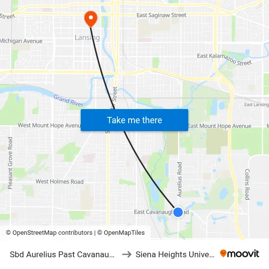 Sbd Aurelius Past Cavanaugh Rd to Siena Heights University map