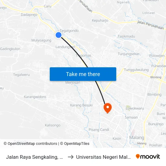 Jalan Raya Sengkaling, 126 to Universitas Negeri Malang map