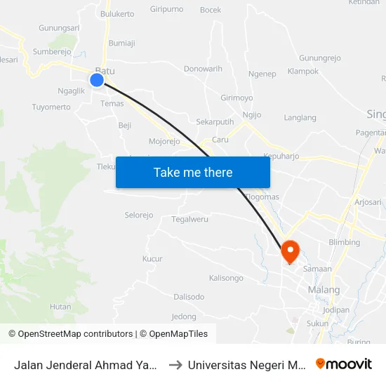 Jalan Jenderal Ahmad Yani, 125 to Universitas Negeri Malang map