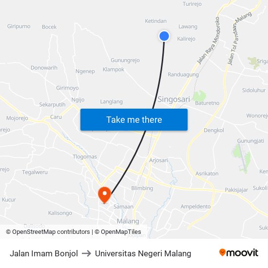 Jalan Imam Bonjol to Universitas Negeri Malang map