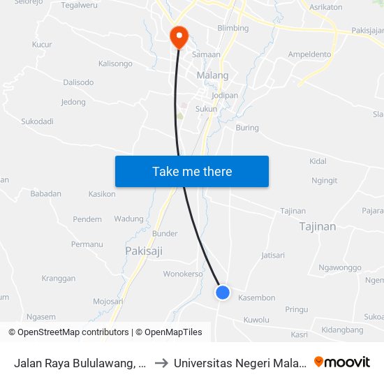 Jalan Raya Bululawang, 40 to Universitas Negeri Malang map