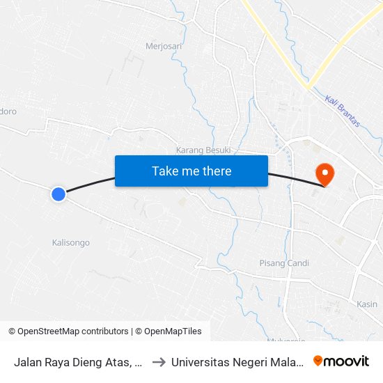 Jalan Raya Dieng Atas, 10 to Universitas Negeri Malang map
