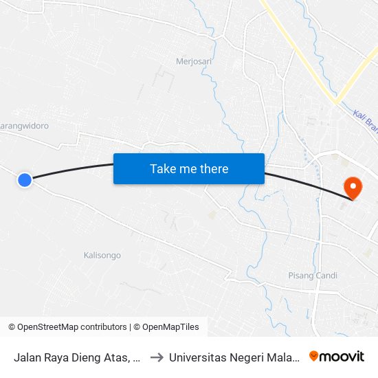 Jalan Raya Dieng Atas, 24 to Universitas Negeri Malang map