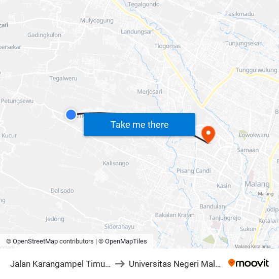 Jalan Karangampel Timur, 8 to Universitas Negeri Malang map