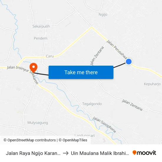 Jalan Raya Ngijo Karangploso, 32 to Uin Maulana Malik Ibrahim (Malang) map