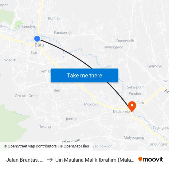 Jalan Brantas, 64 to Uin Maulana Malik Ibrahim (Malang) map