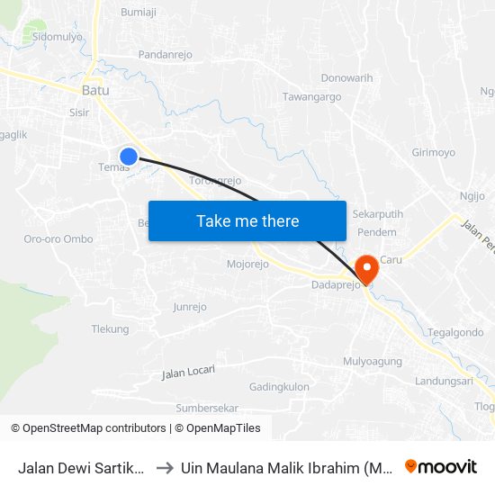 Jalan Dewi Sartika, 31 to Uin Maulana Malik Ibrahim (Malang) map