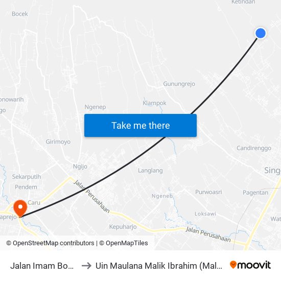 Jalan Imam Bonjol to Uin Maulana Malik Ibrahim (Malang) map