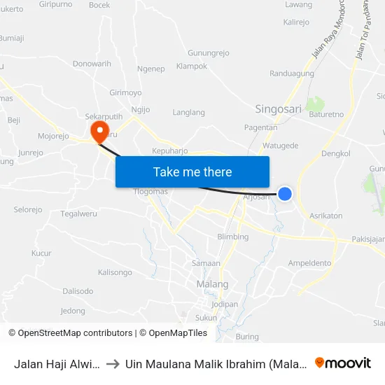 Jalan Haji Alwi, 4 to Uin Maulana Malik Ibrahim (Malang) map