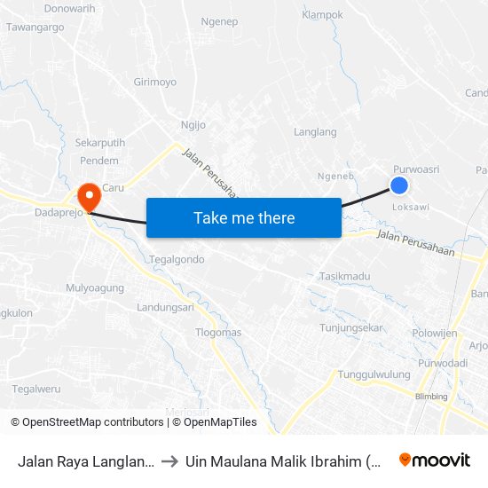 Jalan Raya Langlang, 81 to Uin Maulana Malik Ibrahim (Malang) map