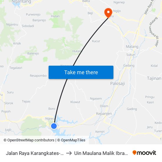 Jalan Raya Karangkates-Kepanjen, 77 to Uin Maulana Malik Ibrahim (Malang) map