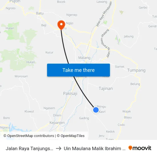 Jalan Raya Tanjungsari, 150 to Uin Maulana Malik Ibrahim (Malang) map