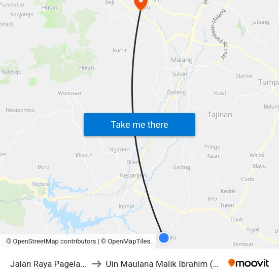 Jalan Raya Pagelaran, 8 to Uin Maulana Malik Ibrahim (Malang) map