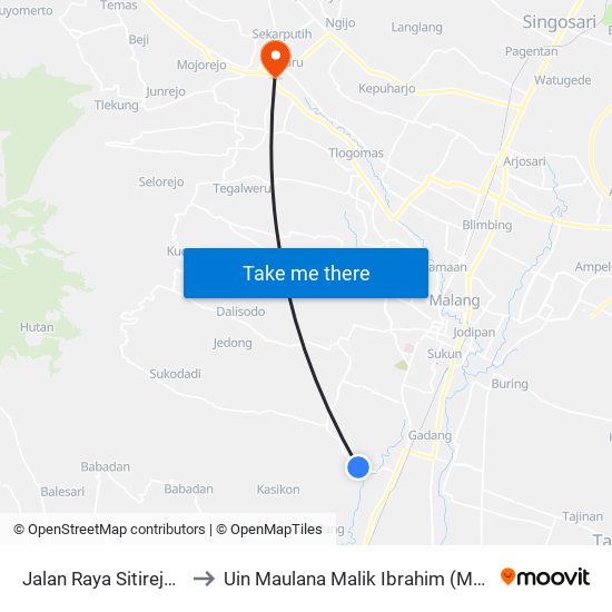 Jalan Raya Sitirejo, 40 to Uin Maulana Malik Ibrahim (Malang) map