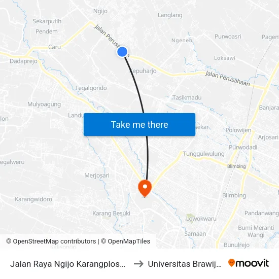 Jalan Raya Ngijo Karangploso, 32 to Universitas Brawijaya map