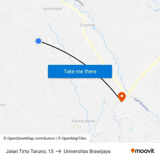 Jalan Tirto Taruno, 15 to Universitas Brawijaya map